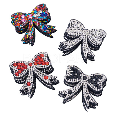 16Pcs 4 Colors Bowknot Rhinestone Patches PATC-TA0001-18-1