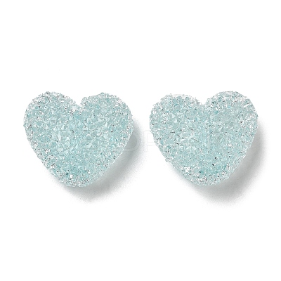 Drusy Heart Resin Rhinestone Beads X-RESI-C038-01-1