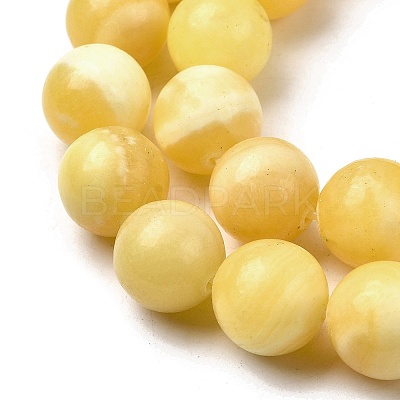 Natural Yellow Jade Beadd Strands X-G-A274-A01-14mm-1
