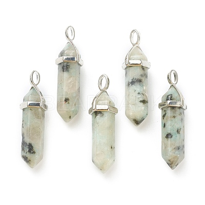 Natural Sesame Jasper Pointed Pendants G-M378-01P-A11-1