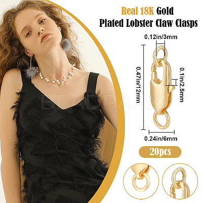 20Pcs Brass Lobster Claw Clasps KK-BBC0015-01A-G-1