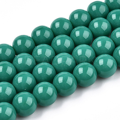 Opaque Solid Color Glass Beads Strands GLAA-T032-P10mm-12-1