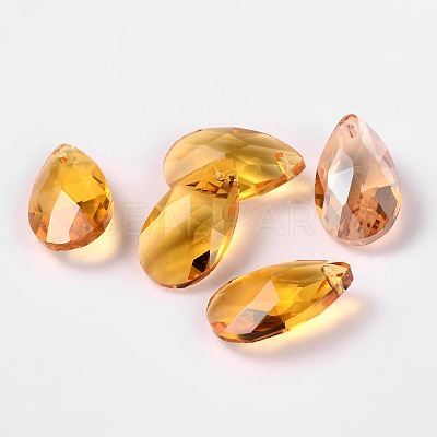 Faceted Teardrop Glass Pendants X-GLAA-O008-B08-1