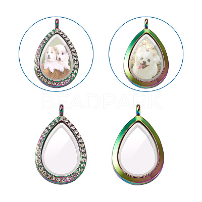 2Pcs 2 Style Alloy Magnetic Locket Pendants PALLOY-TA0002-35M-1