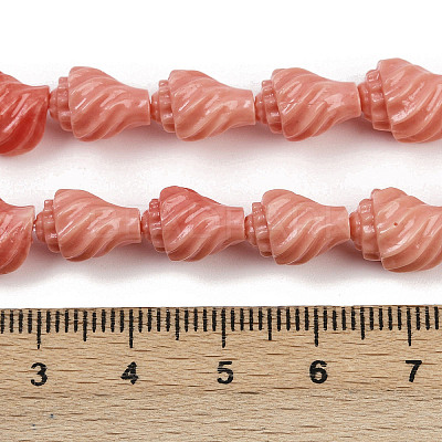 Synthetic Coral Dyed Carved Beads Strands SHEL-D001-B02-1