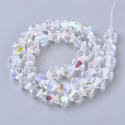 Electroplate Glass Beads Strands X-EGLA-Q118-8mm-C17-1