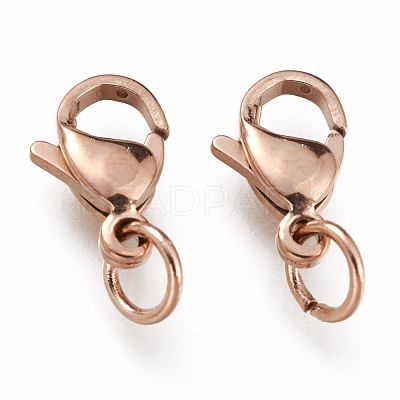 Ion Plating(IP) 304 Stainless Steel Lobster Claw Clasps STAS-G240-01C-RG-1