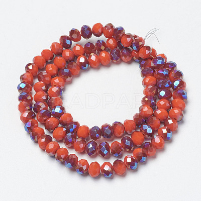 Electroplate Opaque Solid Color Glass Beads Strands EGLA-A034-P4mm-I08-1