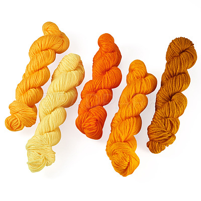 5 Bundles 5 Colors Yellow Theme Acrylic Fiber Yarn OCOR-TA0003-18A-1