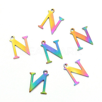 Ion Plating(IP) 304 Stainless Steel Alphabet Charms LS-STAS-H122-N-M-1