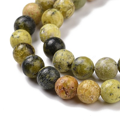 Natural Yellow Turquoise(Jasper) Beads Strands GSR6mmC007-1