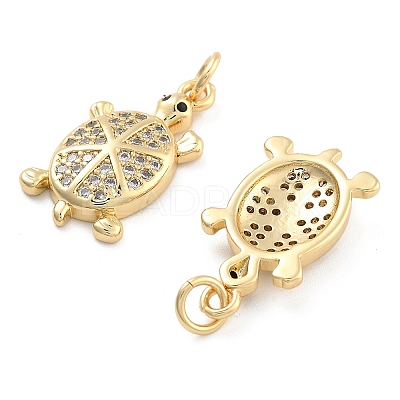 Brass Pave Clear Cubic Zirconia Pendants KK-U009-12B-G-1