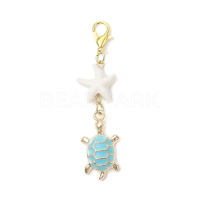 Alloy Enamel Turtle Pendant Decoration HJEW-JM04356-1