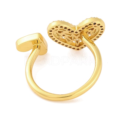 Brass Micro Pave Clear Cubic Zirconia Open Cuff Rings RJEW-U009-04F-G-1