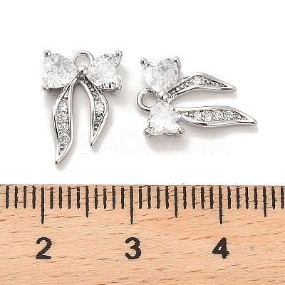 Brass Micro Pave Clear Cubic Zirconia Charms KK-C054-14P-1