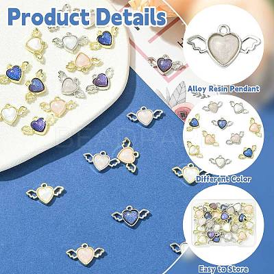 24Pcs 6 Colors Alloy Resin Pendants FIND-CJ0004-96-1