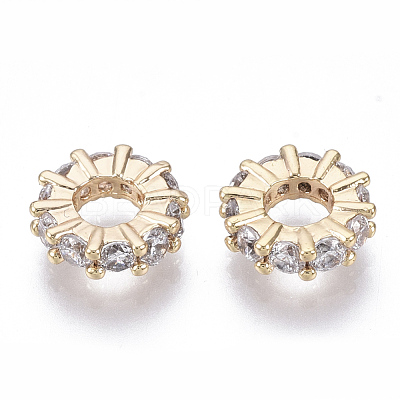 Brass Micro Cubic Zirconia Beads KK-N231-28-NF-1