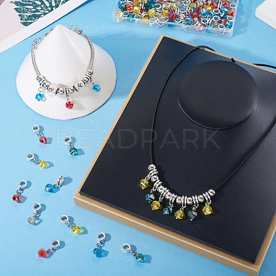 105Pcs 7 Colors Glass European Dangle Charms PALLOY-TAC0221-1