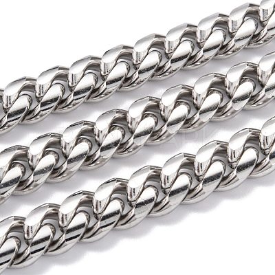 Tarnish Resistant 304 Stainless Steel Cuban Link Chain STAS-B019-02D-P-1