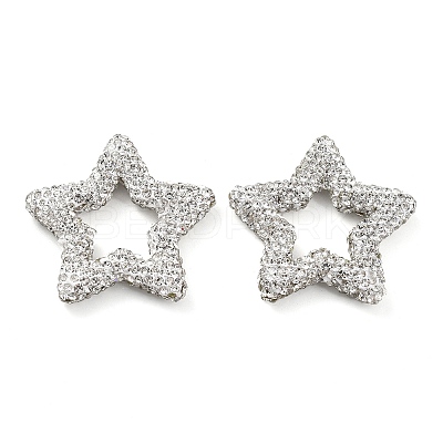 Star Shape Polymer Clay Rhinestone Beads CLAY-NH0001-06M-1