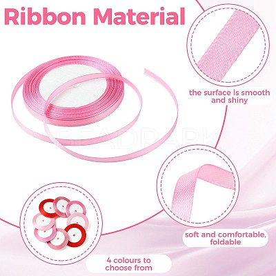 8Rolls 4 Colors Single Face Satin Ribbon OCOR-FS0001-10D-1