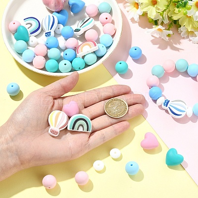 26Pcs Food Grade Eco-Friendly Silicone Beads SIL-YW0002-42A-1