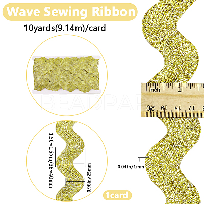 10 Yard Metallic Polyester Wavy Fringe Trim Ribbon SRIB-GF0001-38R-1