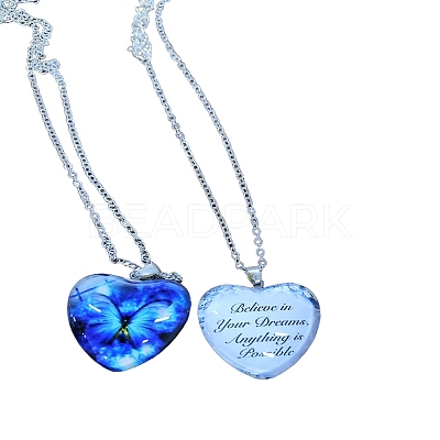 Heart Glass Pendant Necklaces PW23052490577-1