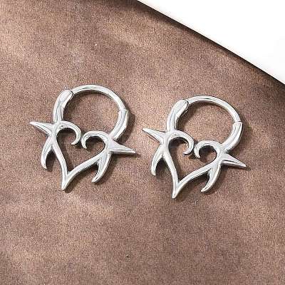 Spiked Heart 316 Stainless Steel Cartilage Earrings AJEW-C044-13AS-1