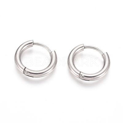 Tarnish Resistant 202 Stainless Steel Huggie Hoop Earrings A-EJEW-F111-16mm-P-1