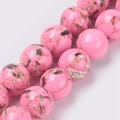 Sea Shell and Synthetic Turquoise Assembled Beads Strands G-G758-M-6mm-1