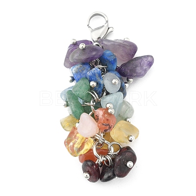 Natural Chip Gemstone Pendant Decorations X-HJEW-JM00213-1