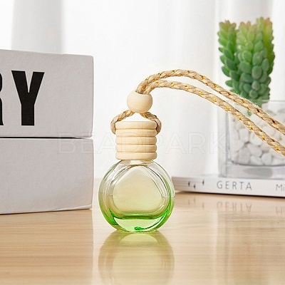 Empty Glass Perfume Bottle Pendants with Wood Cap PW-WG32648-05-1