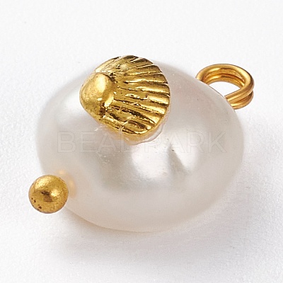 Natural Keshi Pearl Pendants X-PALLOY-JF00594-04-1