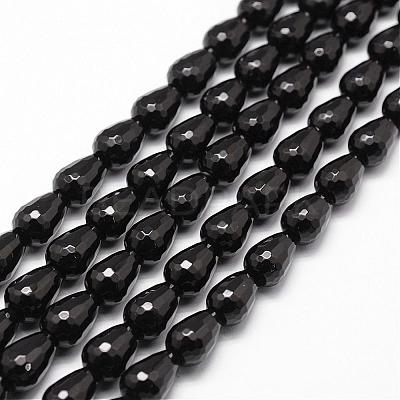 Natural Black Onyx Beads Strands G-P161-25-14x10mm-1