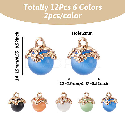 10pcs 5 colors Cat Eye Glass Charms CE-FW0001-01-1
