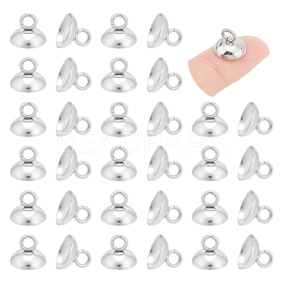 100Pcs 201 Stainless Steel Bead Cap Pendant Bails STAS-UN0042-25A-1