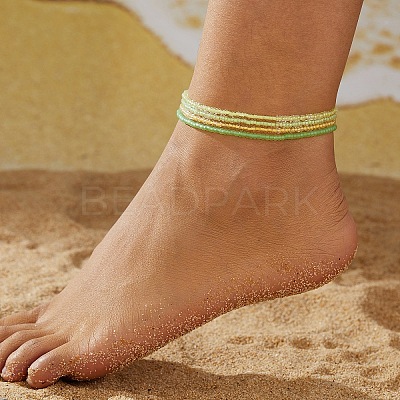 4Pcs Luminous Plastic Beaded Bracelets & Anklets Sets for Women PW-WG5D356-02-1