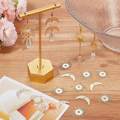 40Pcs 2 Styles Brass Connector Charms KK-BBC0005-50-1