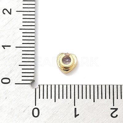Heart Brass Micro Pave Cubic Zirconia Cabochons KK-P345-13G-D-1