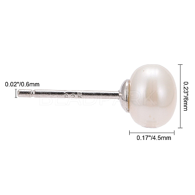 Anti-Tarnish Pearl Ball Stud Earrings EJEW-Q701-01A-1