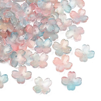 Two Tone Transparent Glass Bead Caps GLAA-Z020-02F-1