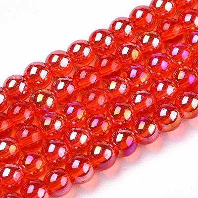 Electroplate Transparent Glass Beads Strands GLAA-T032-T4mm-AB09-1