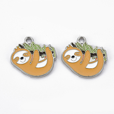 Rack Plating Alloy Enamel Pendants X-ENAM-N053-36-RS-1