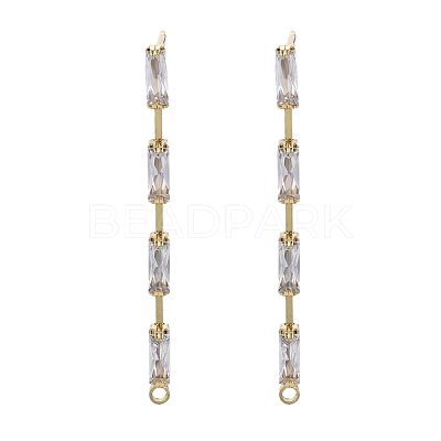 Brass Clear Cubic Zirconia Stud Earring Findings X-KK-N232-13-NF-1