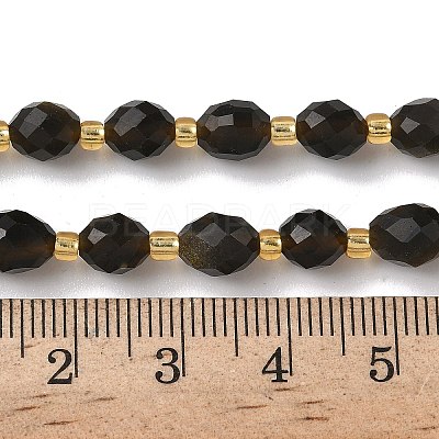 Natural Golden Sheen Obsidian Beads Strands G-F809-A27-01-1