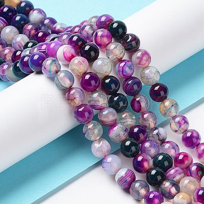 Natural Striped Agate/Banded Agate Bead Strands G-K155-A-6mm-10-1