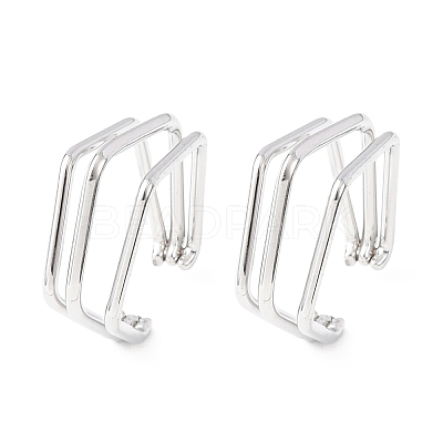 304 Stainless Steel Triple Pentagon Cuff Earrings EJEW-K268-88P-1