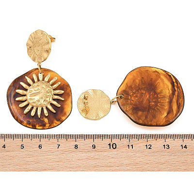 304 Stainless Steel & Resin Stud Dangle Earrings for Women LS-SA-CBA717A-01G-01-1