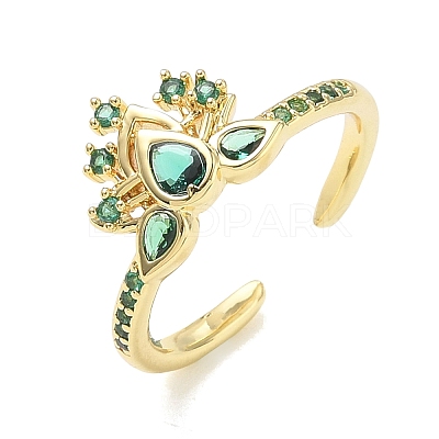 Brass Micro Pave Cubic Zirconia Cuff Open Rings RJEW-Z145-06G-1